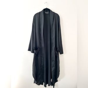 Sage the Label | Black Satin Open Duster | Size S (fit L/XL)